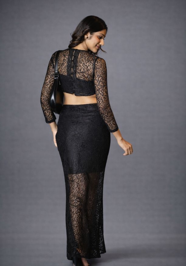 AFIA BLACK LONG SKIRT