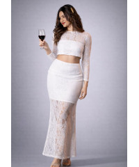 AFIA WHITE LONG SKIRT