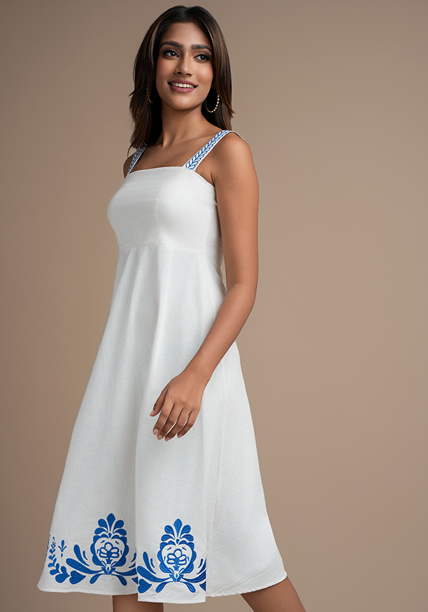 ADELIE STRAP EMBROIDERY DRESS