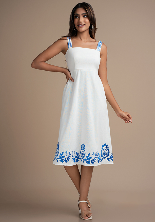 ADELIE STRAP EMBROIDERY DRESS