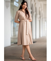 FLARA BEIGE DRESS WITH BELT