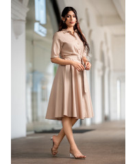 FLARA BEIGE DRESS WITH BELT