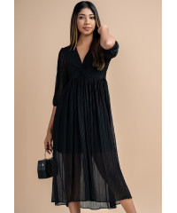 DEVORN BLACK PLEATED DRESS