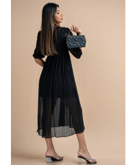 DEVORN BLACK PLEATED DRESS