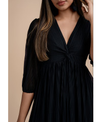 DEVORN BLACK PLEATED DRESS