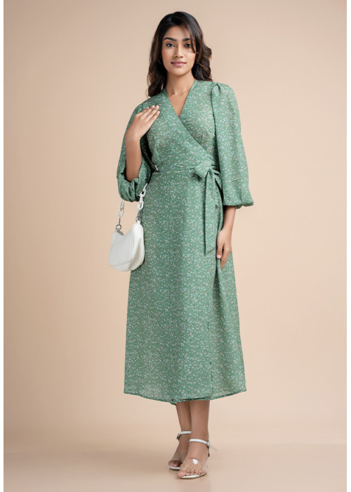 STELLA PRINTED WRAP DRESS