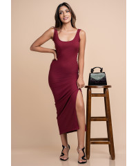 ASHLEY BODYCORN MAROON DRESS