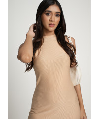 ASTROIDE SLEEVELESS BEIGE DRESS 