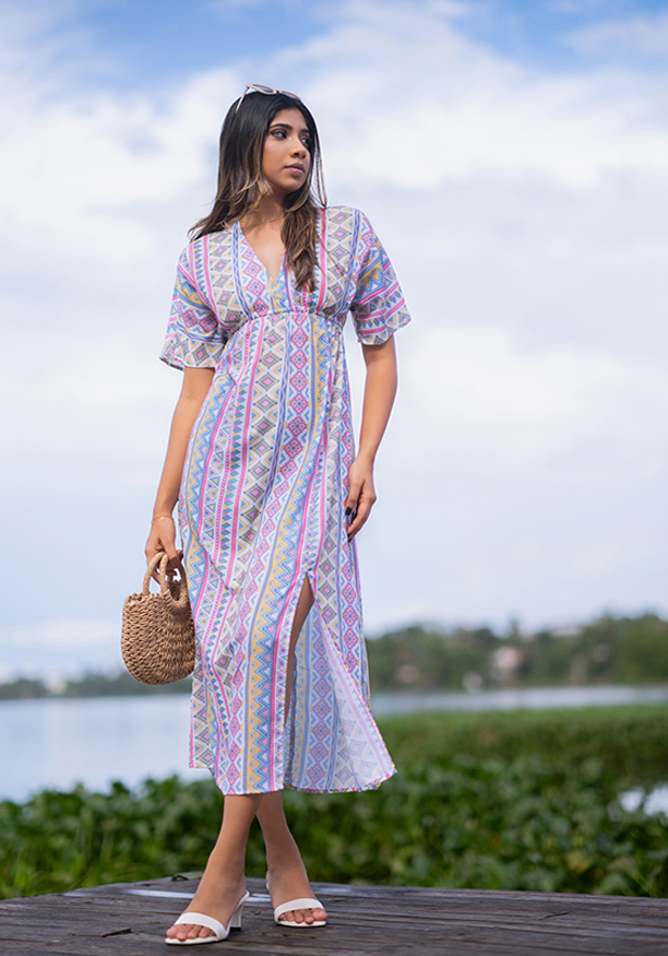 BOHEMIAN PRINTED DRESS