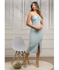 LIBBY STRAPPY BLUE PRINTED DRESS