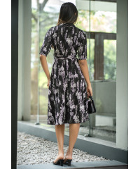 FLARA BLACK PRINTED DRESS