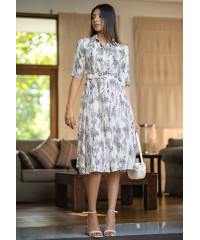 FLARA WHITE PRINTED DRESS