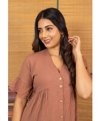 MILA BUTTON OPEN MIDI DRESS