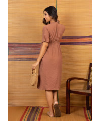 MILA BUTTON OPEN MIDI DRESS