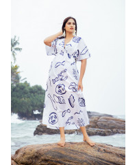 ALEXANDRA SEASHELL WHITE & BLUE DRESS