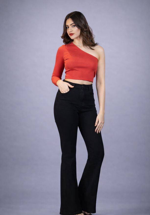 SALMA ONE SHOULDER RED TOP