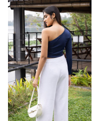 SALMA ONE SHOULDER BLUE TOP