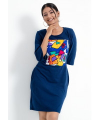 SANDY FRONT GRAPHIC BLUE DRESS