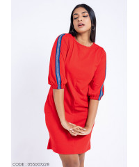 ZARIA SLEEVE TAPING RED DRESS 