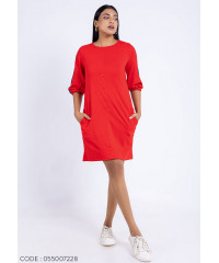 ZARIA SLEEVE TAPING RED DRESS 