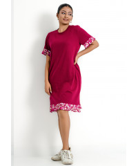 SARITA CONTRAST PANEL MAROON DRESS