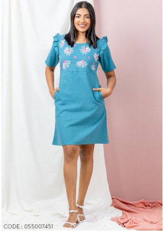 SOFIYA EMBROIDERY DARK GREEN DRESS