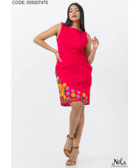 SINTHA FRONT EMBROIDERY PINK DRESS