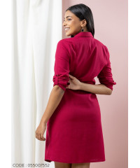 SINARA MAROON SHIRT DRESS