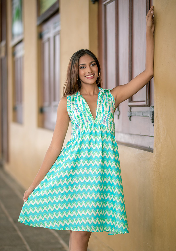 ALEXANDER GREEN/BLUE PRINTED DRESS