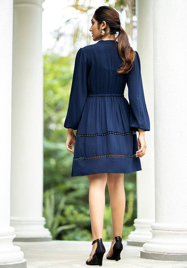 MALEA NAVY BLUE LONG SLEEVE DRESS 