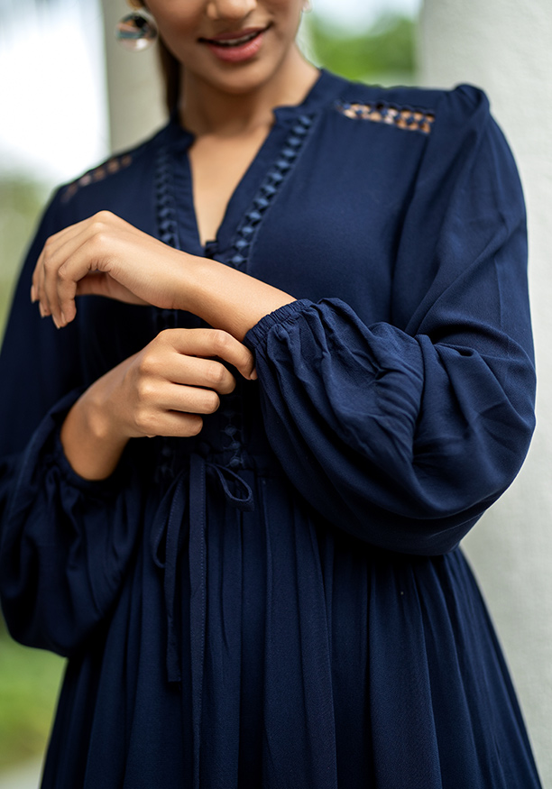 MALEA NAVY BLUE LONG SLEEVE DRESS 