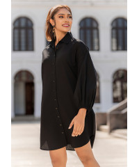 AVA FRONT BUTTONED BLACK DRESS