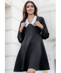EMMA TRIANGULAR COLLAR BLACK DRESS