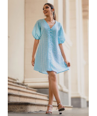 AMILY BUTTONED BLUE DRESS