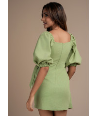 EMILIA GREEN SQUARE NECK DRESS 