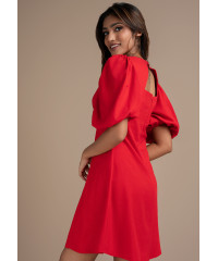 AISLE PUFF SLEEVE RED DRESS