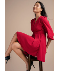 RUBY WAIST ELASTICATED RED DRESS