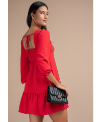 ROSE PUFF SLEEVE RED DRESS