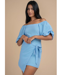 EMILIA BLUE SQUARE NECK DRESS