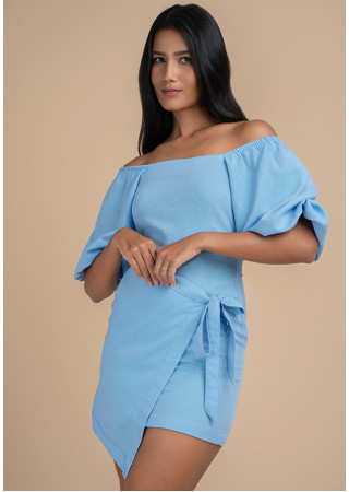 EMILIA BLUE SQUARE NECK DRESS