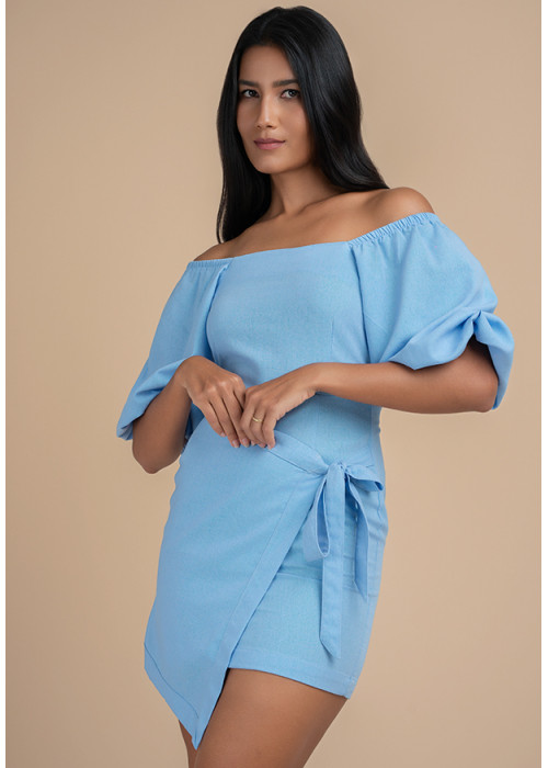 EMILIA BLUE SQUARE NECK DRESS