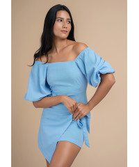 EMILIA BLUE SQUARE NECK DRESS