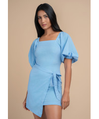 EMILIA BLUE SQUARE NECK DRESS