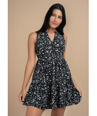 REBECCA SLEEVELESS PRINTED DRESS