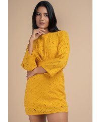 AVA CUTLONE MUSTARD DRESS