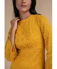 AVA CUTLONE MUSTARD DRESS