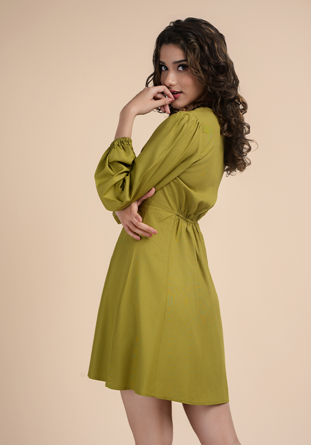 ELSON BUTTON DOWN GREEN DRESS