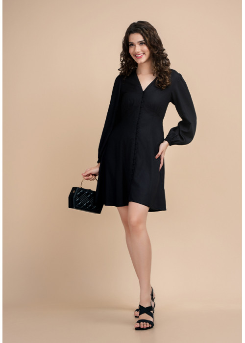 ELSON BUTTON DOWN BLACK DRESS