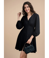 ELSON BUTTON DOWN BLACK DRESS