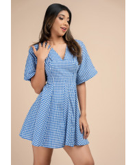 GINGHAM BLUE CHECK DRESS